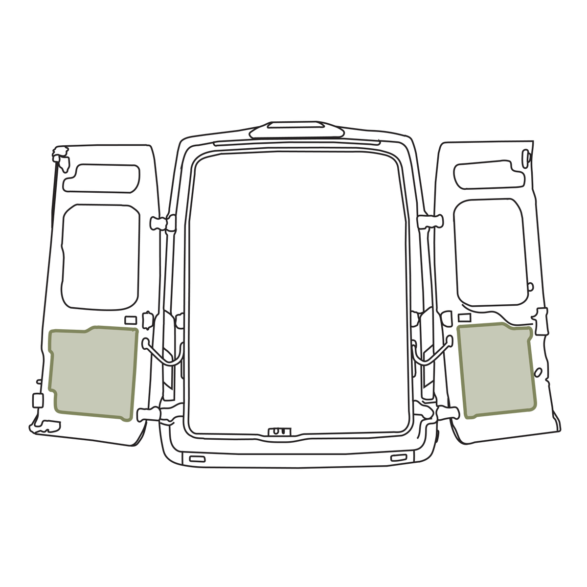 Ford Transit Lower Rear Door Storage Panels (Pair)