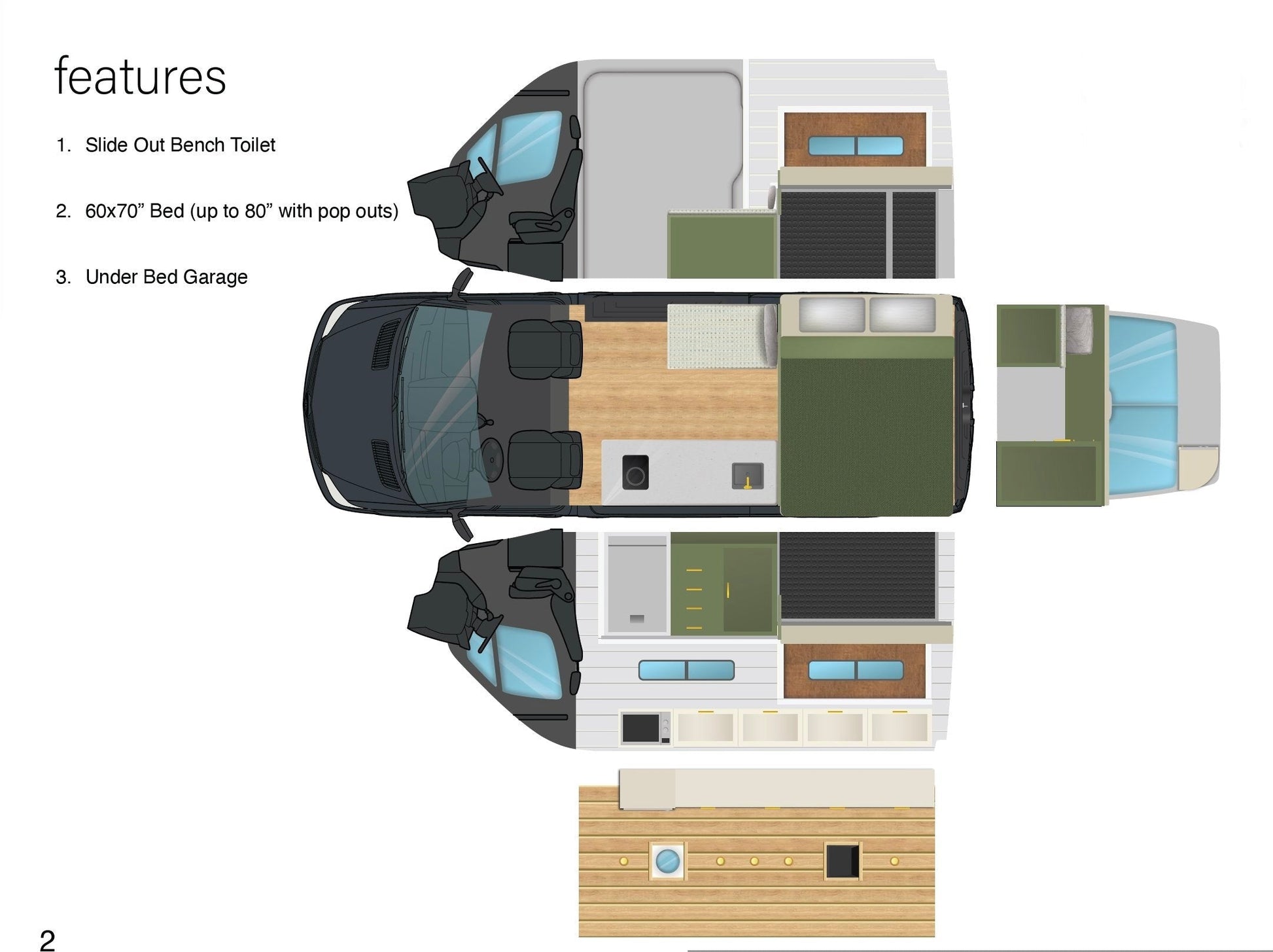 Moab floor plan — Sprinter 144 & Transit 148 layout