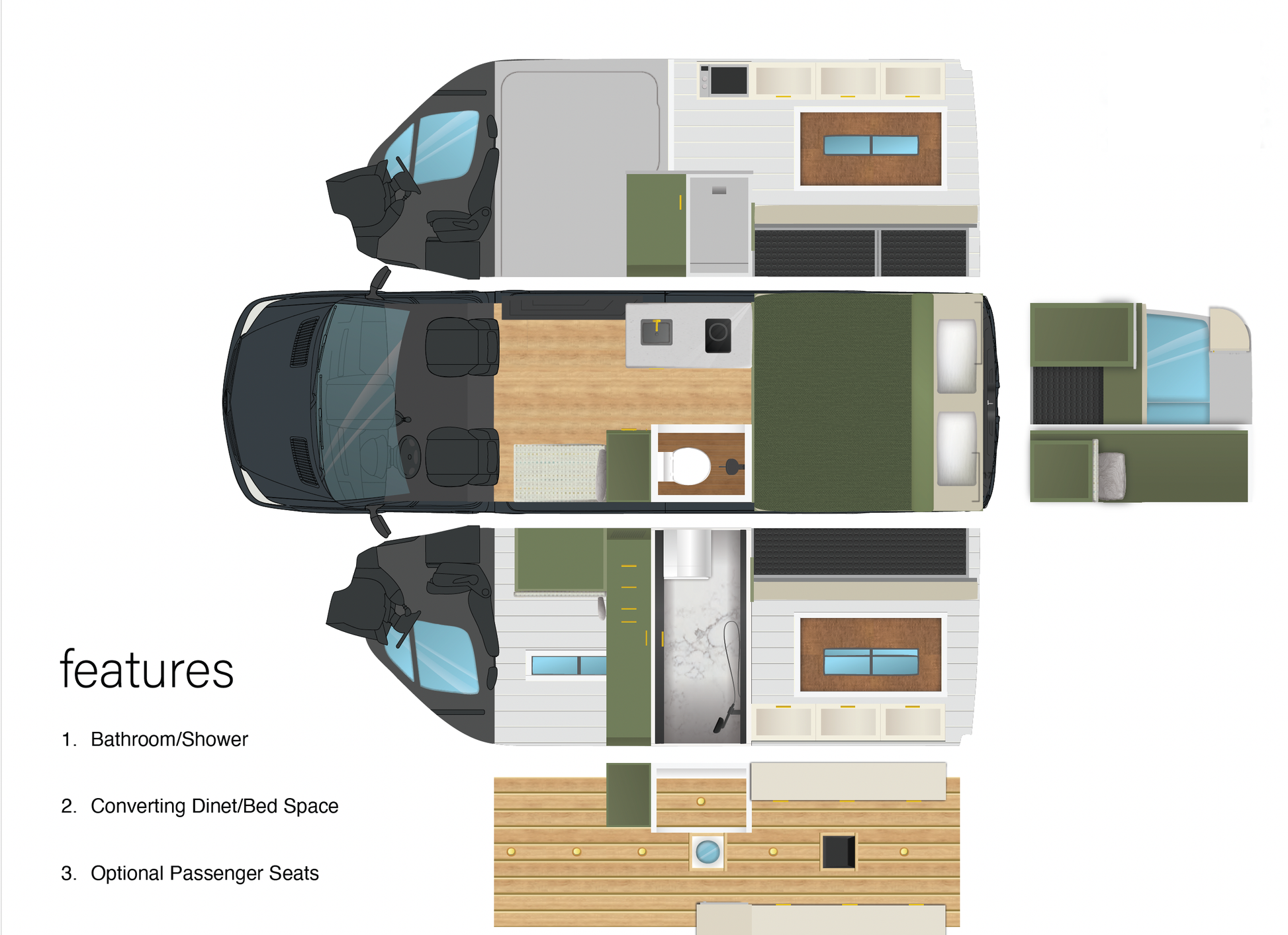 Snowbird layout — fixed bed version